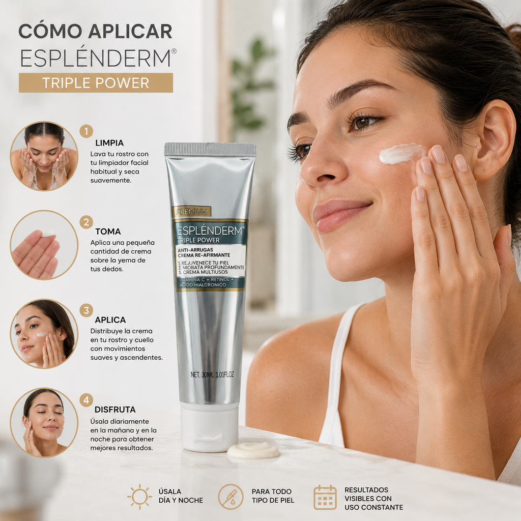 Esplénderm Triple Power — Sérum Vitamina C, Retinol & Hialurónico