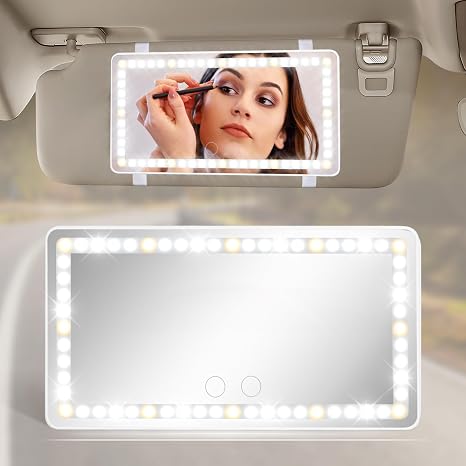 Espejo de Maquillaje LED para Auto — 3 Modos de Luz Táctil