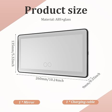 Espejo de Maquillaje LED para Auto — 3 Modos de Luz Táctil