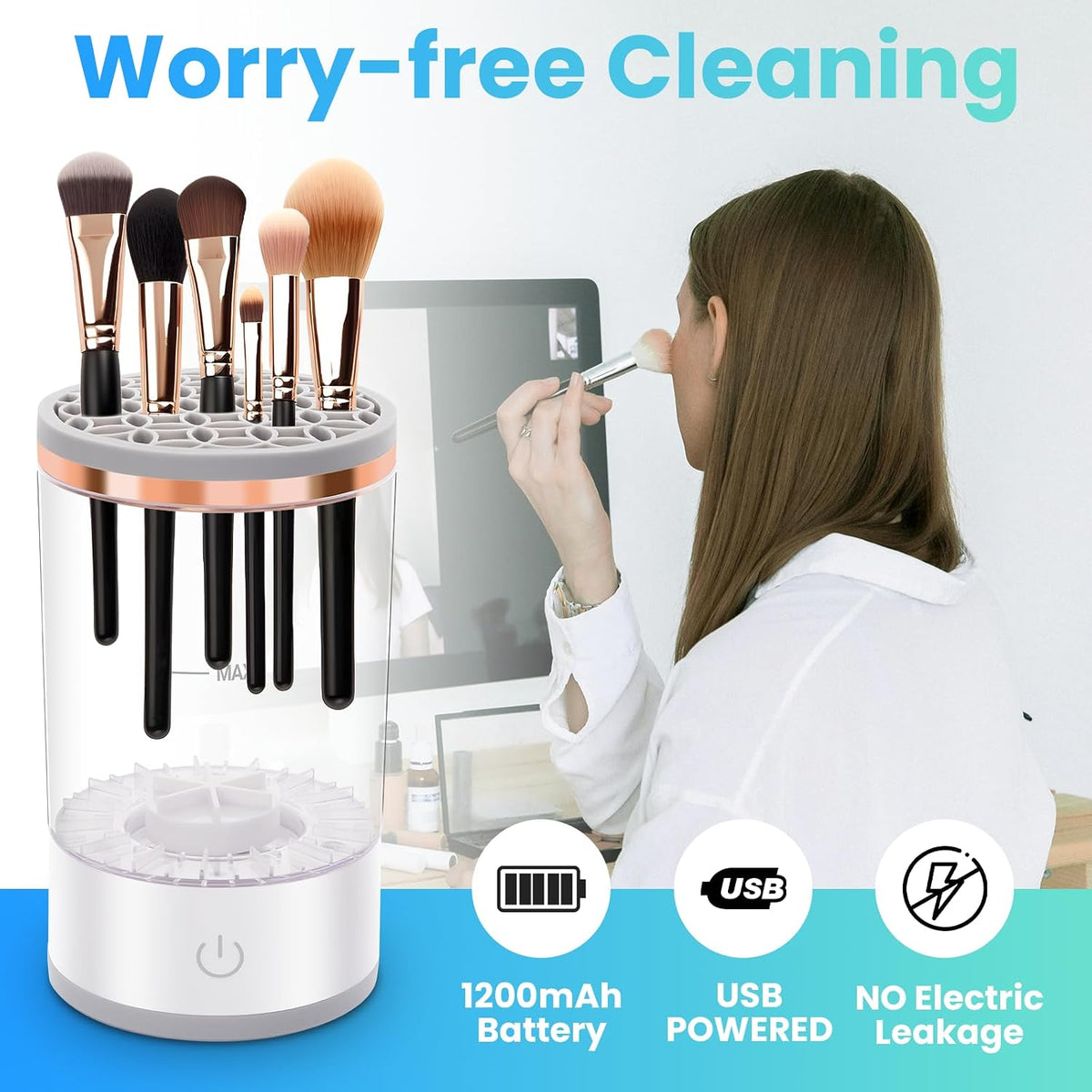 Limpiador Eléctrico de Brochas de Maquillaje | Limpieza Profunda en Segundos