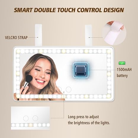 Espejo de Maquillaje LED para Auto — 3 Modos de Luz Táctil