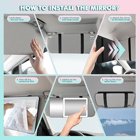 Espejo de Maquillaje LED para Auto — 3 Modos de Luz Táctil